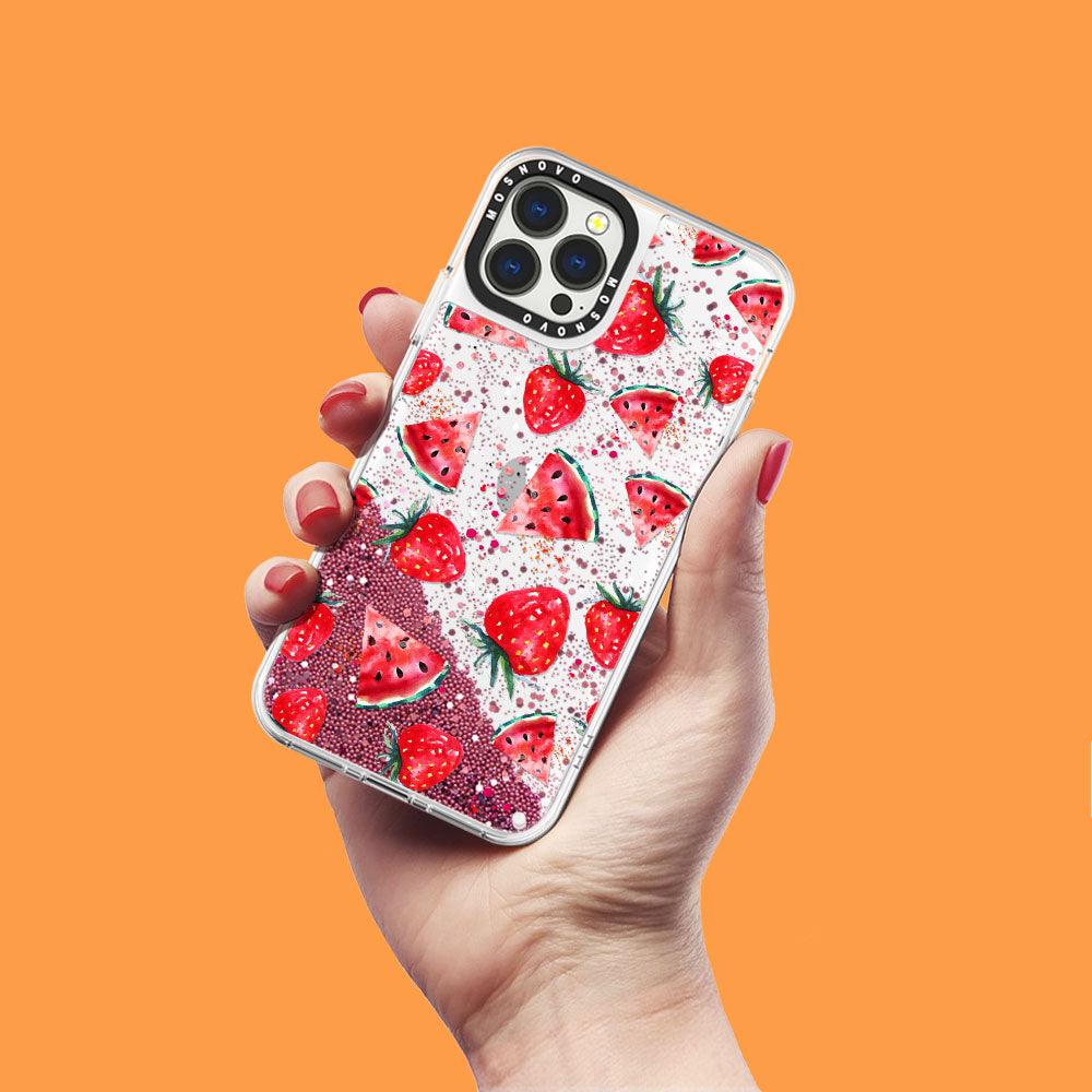Watermelon and Strawberry Glitter Phone Case - iPhone 13 Pro Max Case - MOSNOVO