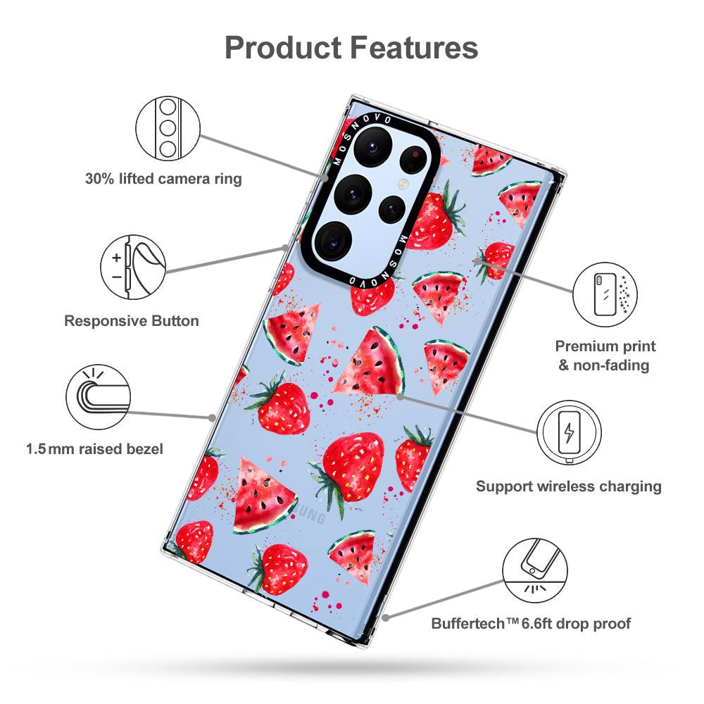Watermelon and Strawberry Phone Case - Samsung Galaxy S22 Ultra Case - MOSNOVO