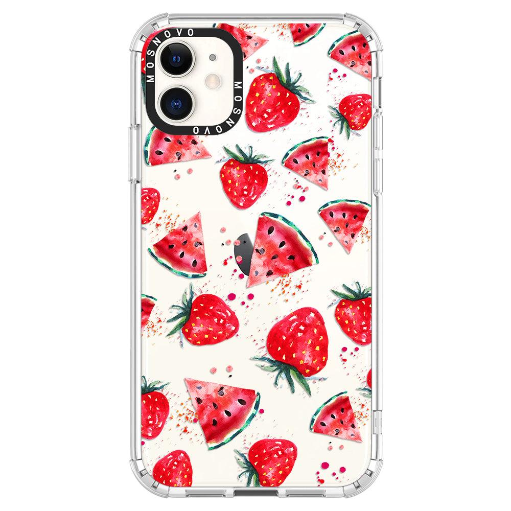 Watermelon and Strawberry Phone Case - iPhone 11 Case - MOSNOVO