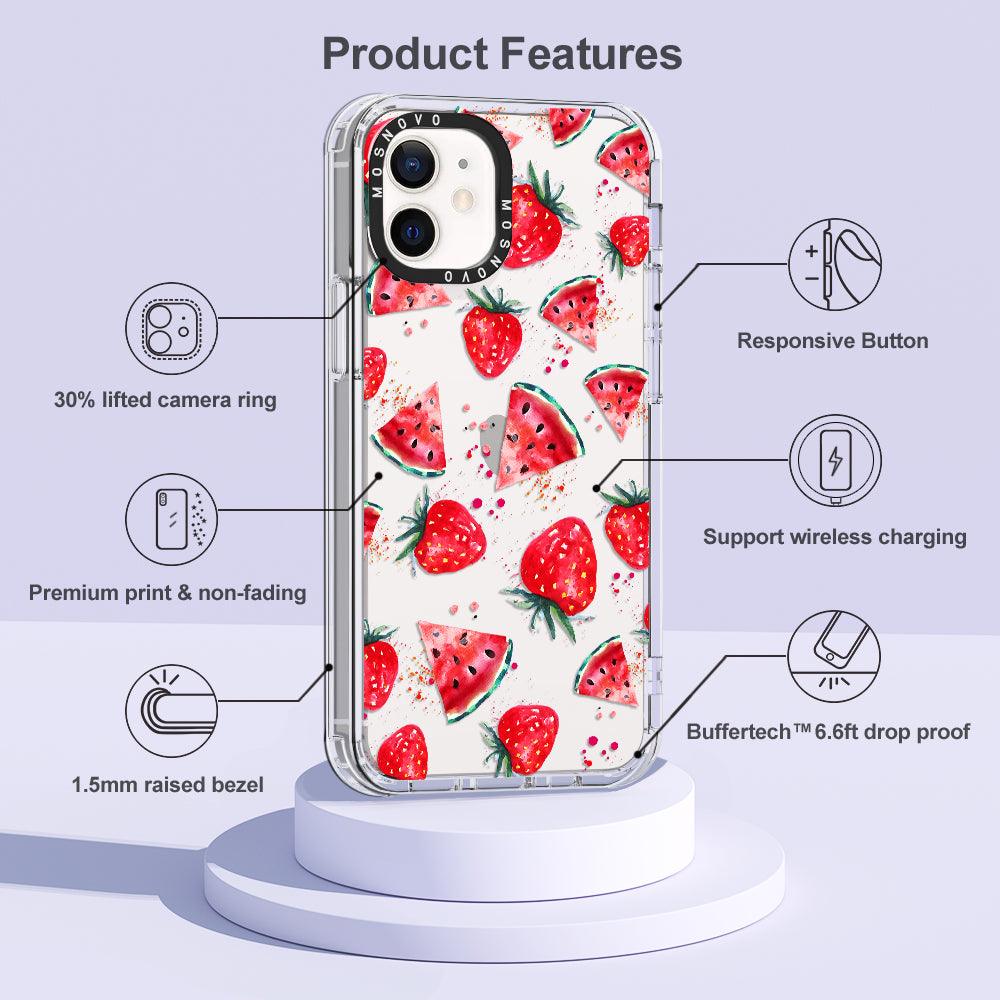 Watermelon Strawberry Phone Case - iPhone 12 Mini Case - MOSNOVO