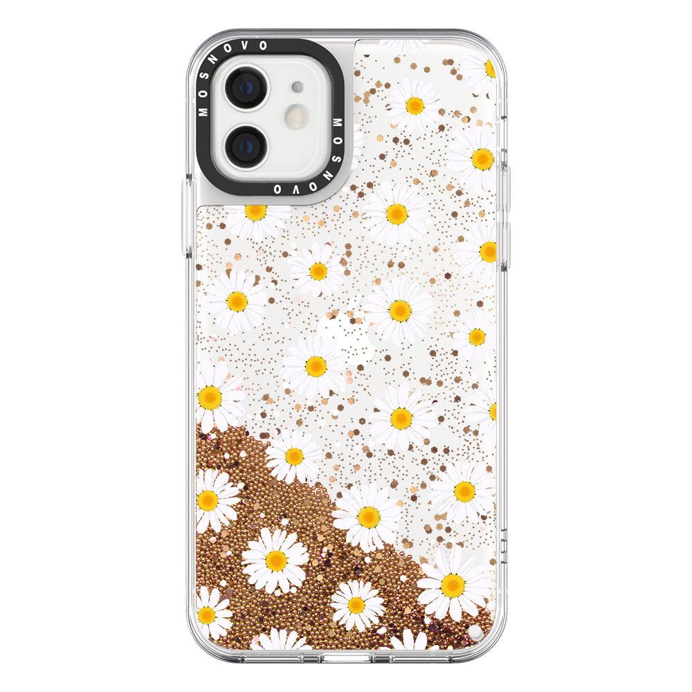 White Daisy Glitter Phone Case - iPhone 12 Case - MOSNOVO