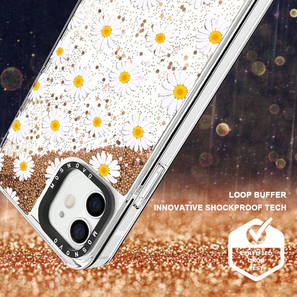 White Daisy Glitter Phone Case - iPhone 12 Mini Case - MOSNOVO