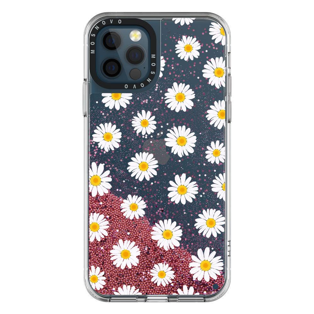 White Daisy Glitter Phone Case - iPhone 12 Pro Case - MOSNOVO