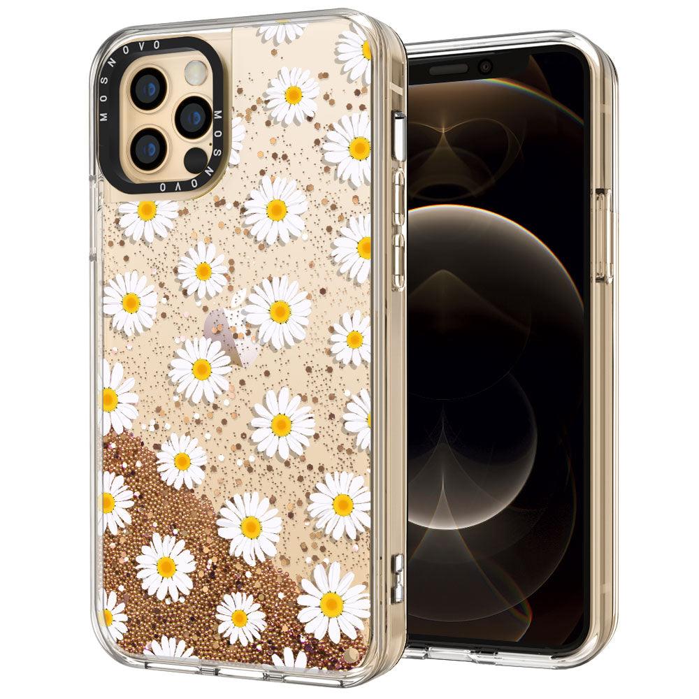 White Daisy Glitter Phone Case - iPhone 12 Pro Case - MOSNOVO