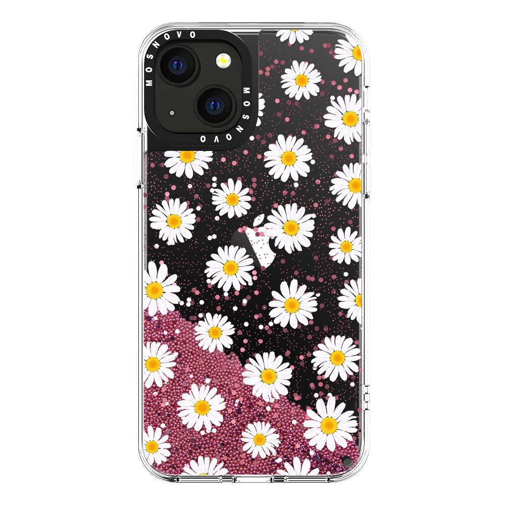 White Daisy Glitter Phone Case - iPhone 13 Case - MOSNOVO