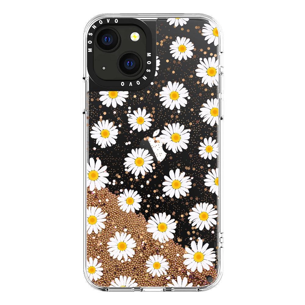 White Daisy Glitter Phone Case - iPhone 13 Case - MOSNOVO