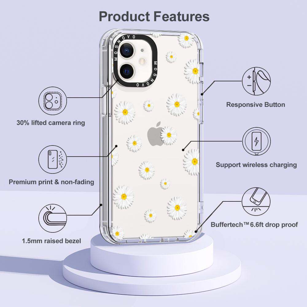 White Daisy Phone Case - iPhone 12 Mini Case - MOSNOVO