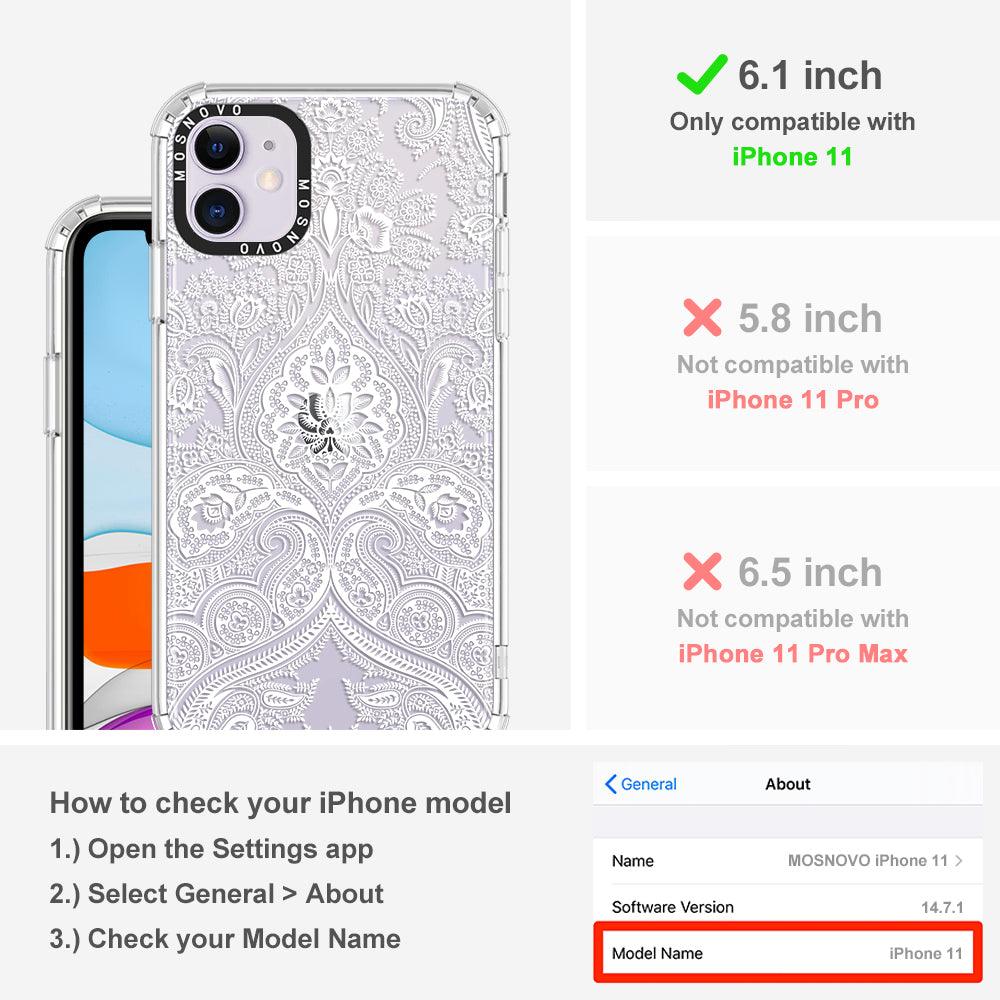 White Damask Phone Case - iPhone 11 Case - MOSNOVO