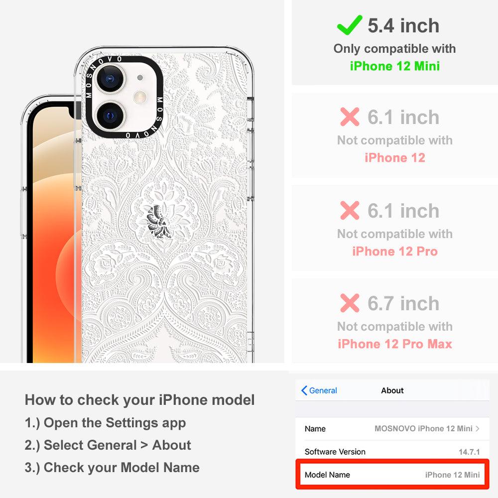 White Damask Phone Case - iPhone 12 Mini Case - MOSNOVO