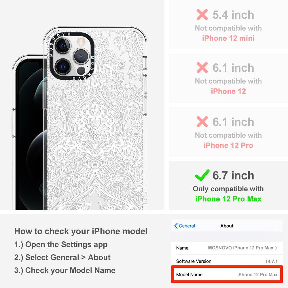 White Damask Phone Case - iPhone 12 Pro Max Case - MOSNOVO