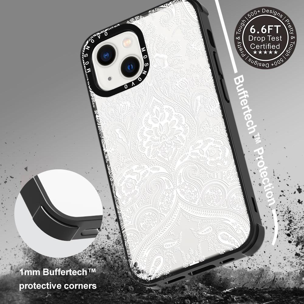 White Damask Phone Case - iPhone 13 Case - MOSNOVO