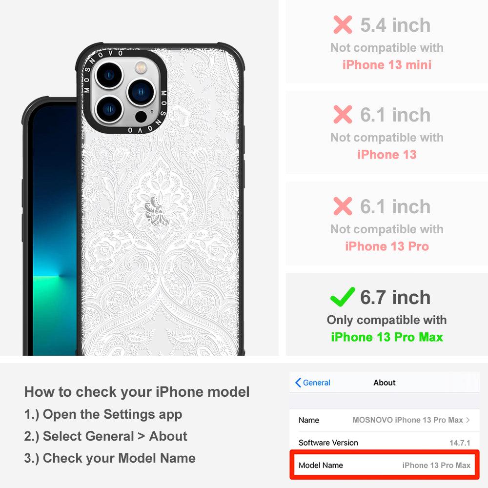 White Damask Phone Case - iPhone 13 Pro Max Case - MOSNOVO