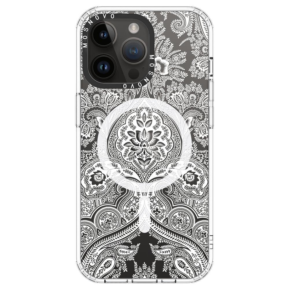 White Damask Phone Case - iPhone 14 Pro Max Case - MOSNOVO