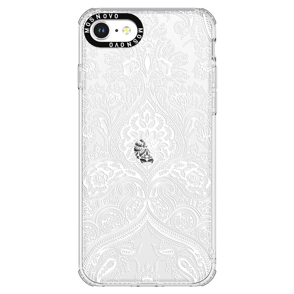 White Damask Phone Case - iPhone SE 2020 Case - MOSNOVO