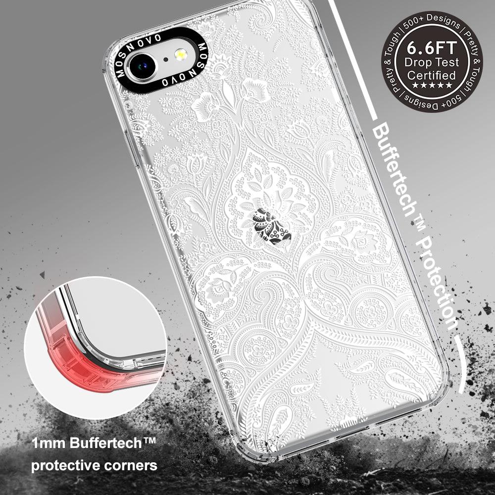White Damask Phone Case - iPhone SE 2020 Case - MOSNOVO
