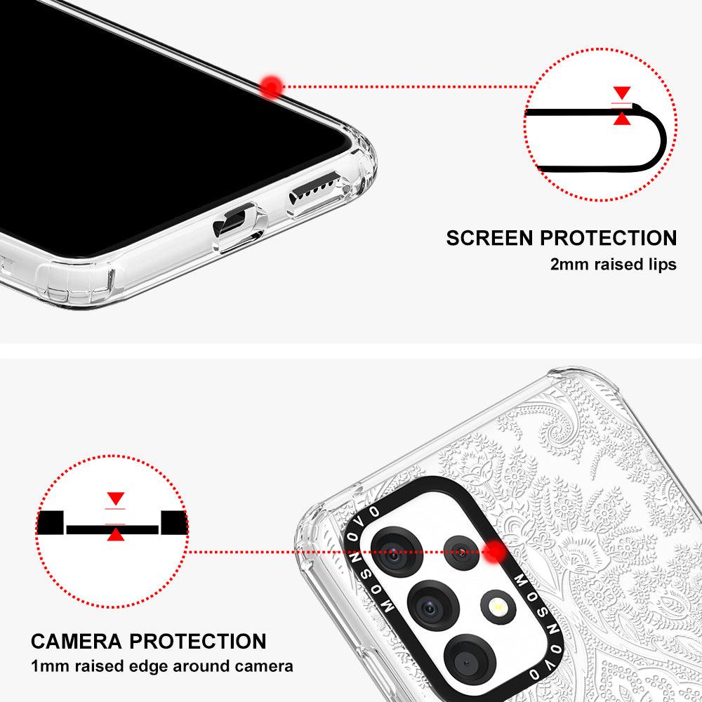 White Damask Phone Case - Samsung Galaxy A53 Case - MOSNOVO