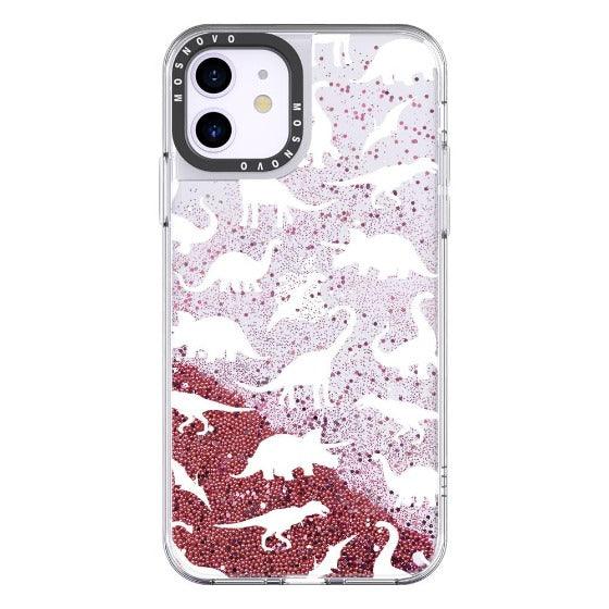 White Dinosaur Glitter Phone Case - iPhone 11 Case - MOSNOVO