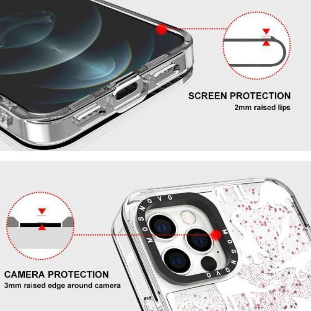 White Dinosaur Glitter Phone Case - iPhone 12 Pro Case - MOSNOVO