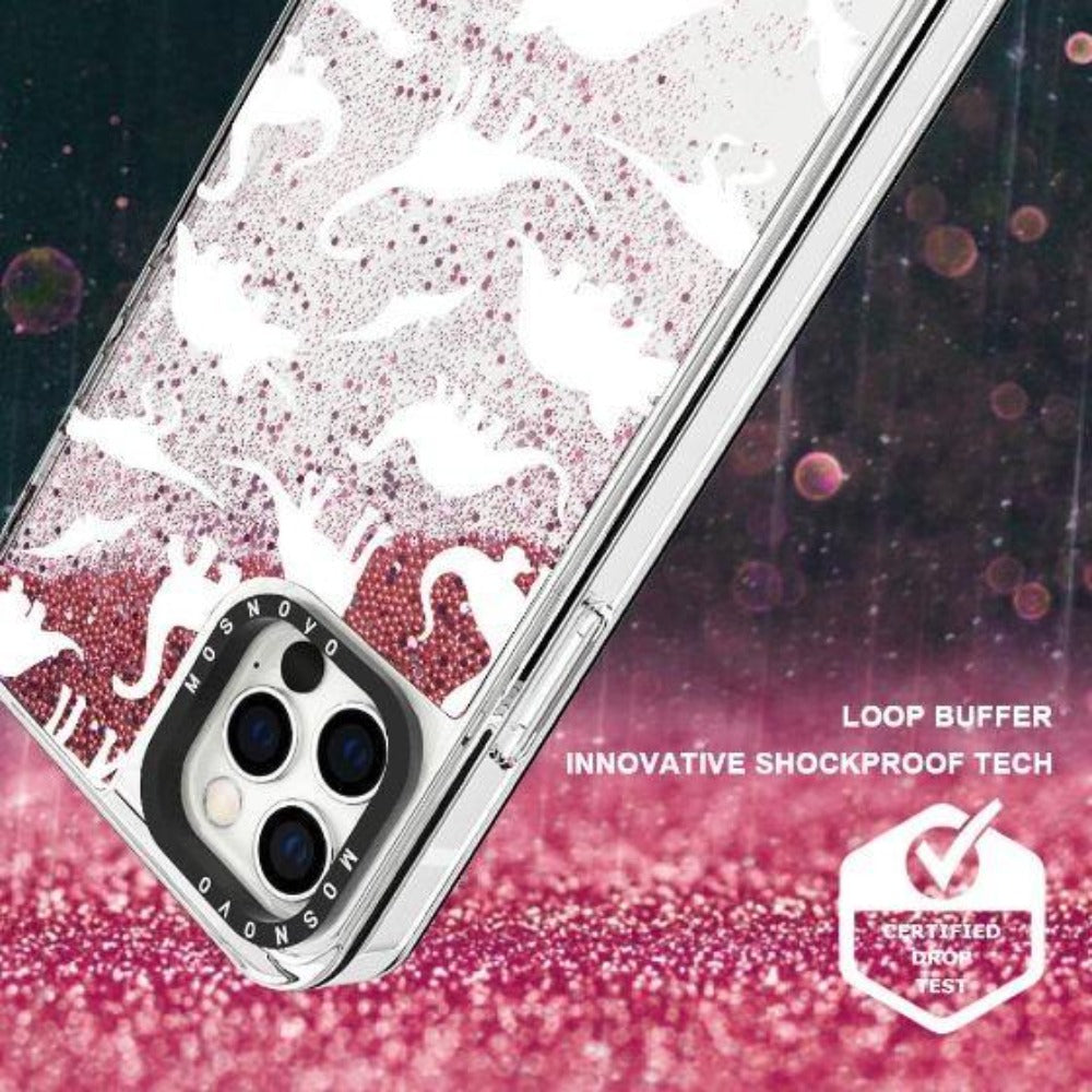 White Dinosaur Glitter Phone Case - iPhone 12 Pro Max Case - MOSNOVO