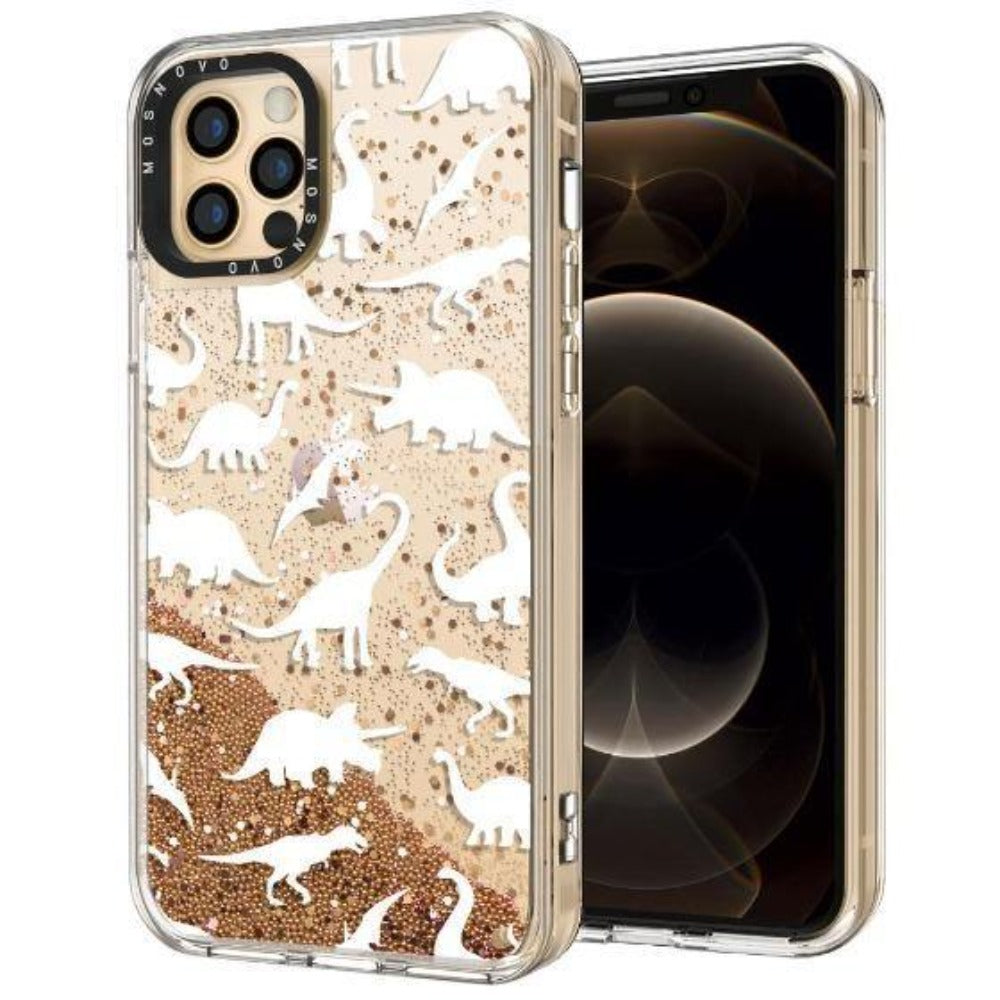 White Dinosaur Glitter Phone Case - iPhone 12 Pro Max Case - MOSNOVO