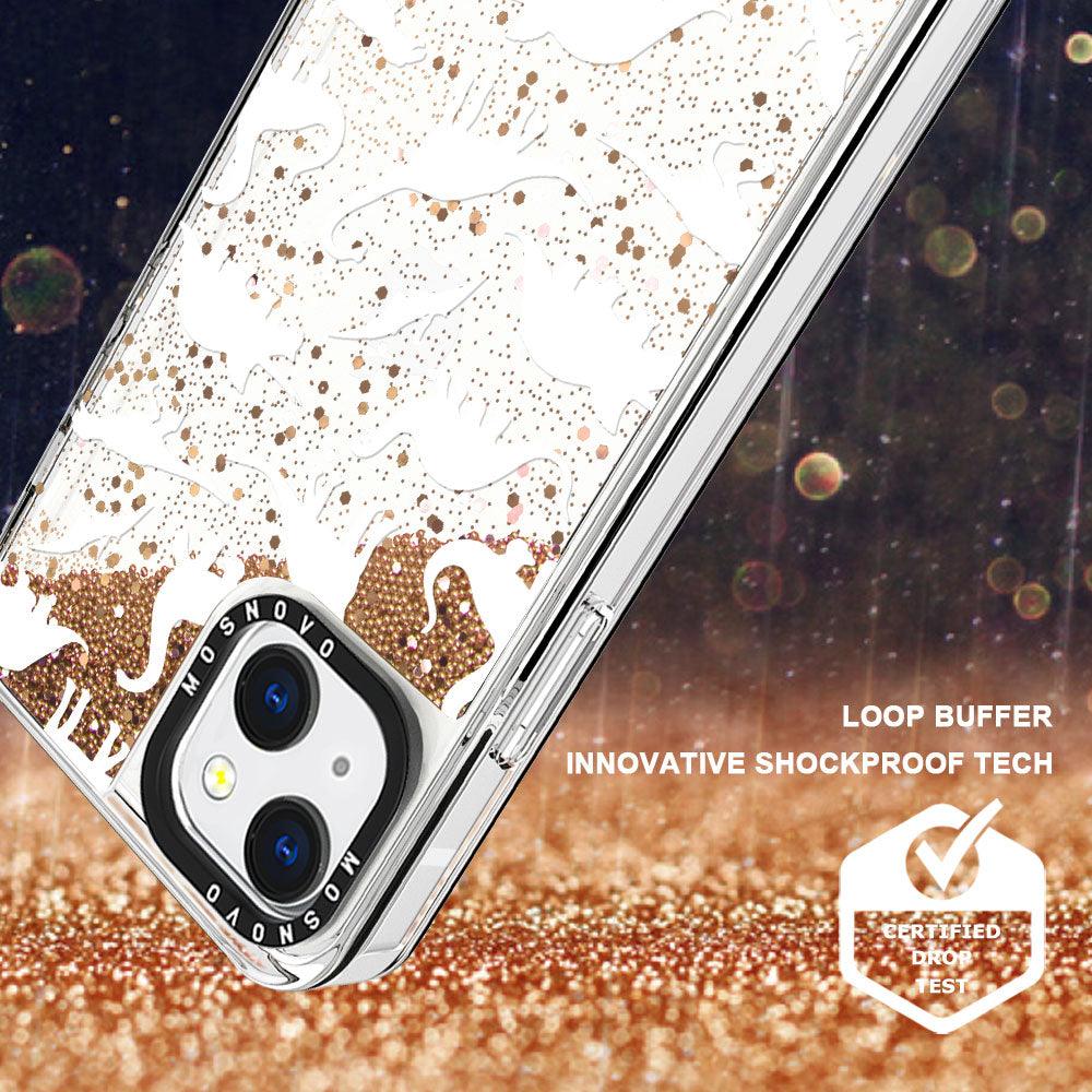 White Dinosaur Glitter Phone Case - iPhone 13 Case - MOSNOVO