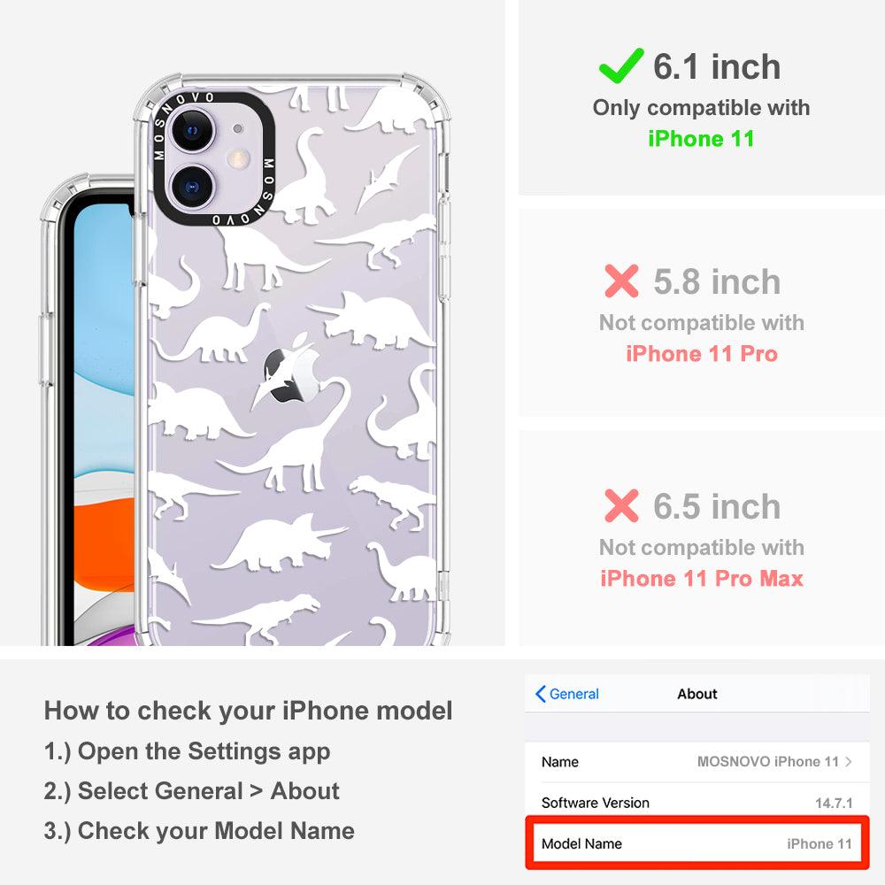 White Dinosaur Phone Case - iPhone 11 Case - MOSNOVO