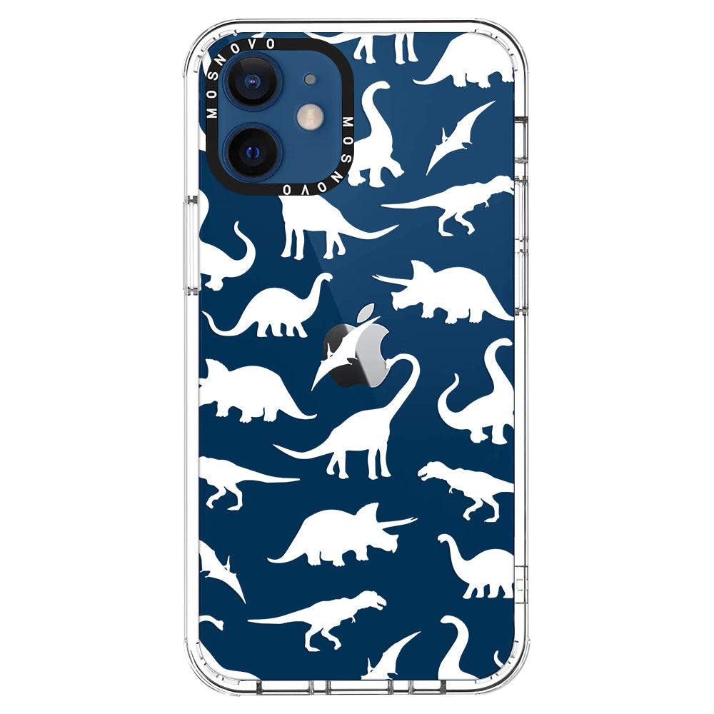 White Dinosaur Phone Case - iPhone 12 Case - MOSNOVO