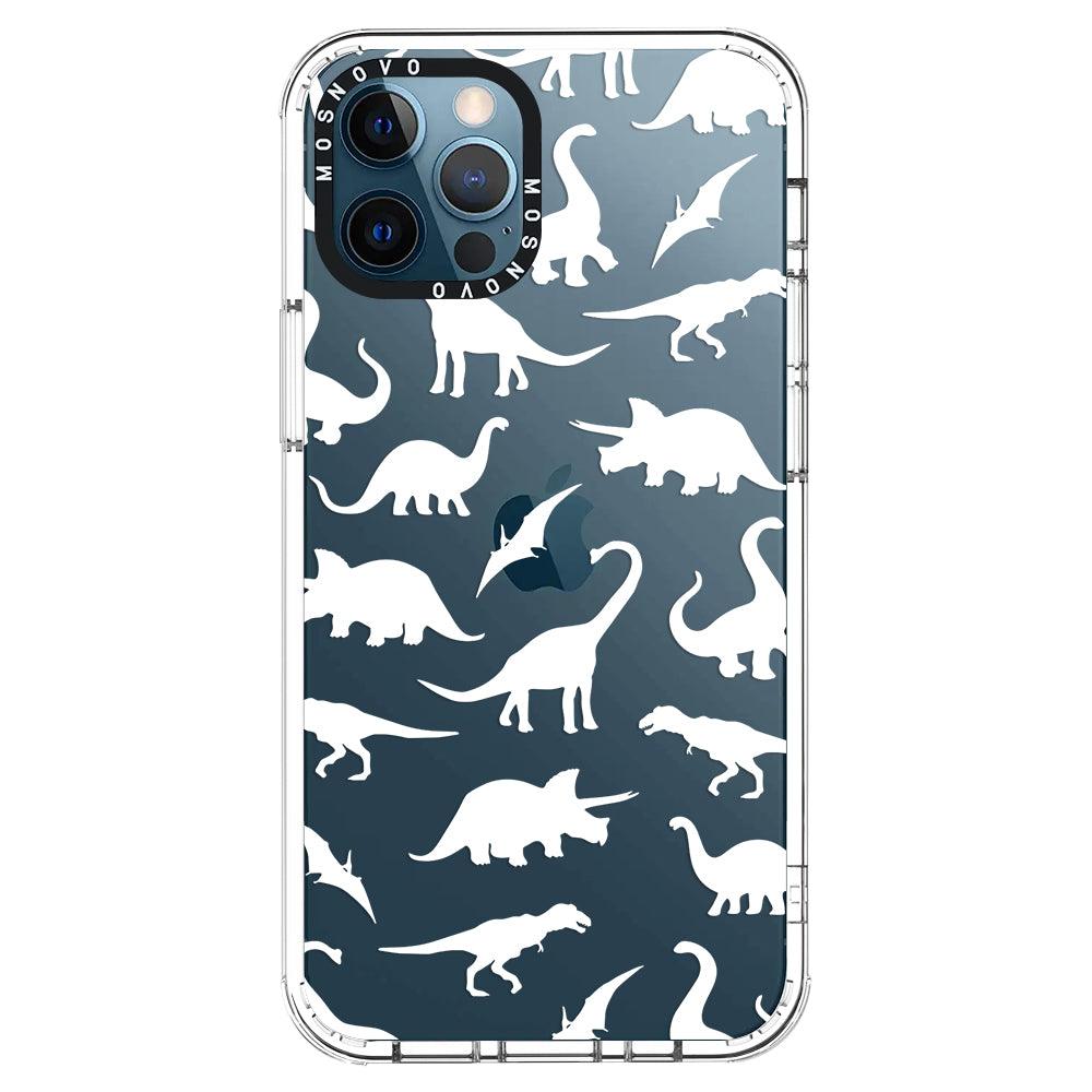 White Dinosaur Phone Case - iPhone 12 Pro Case - MOSNOVO