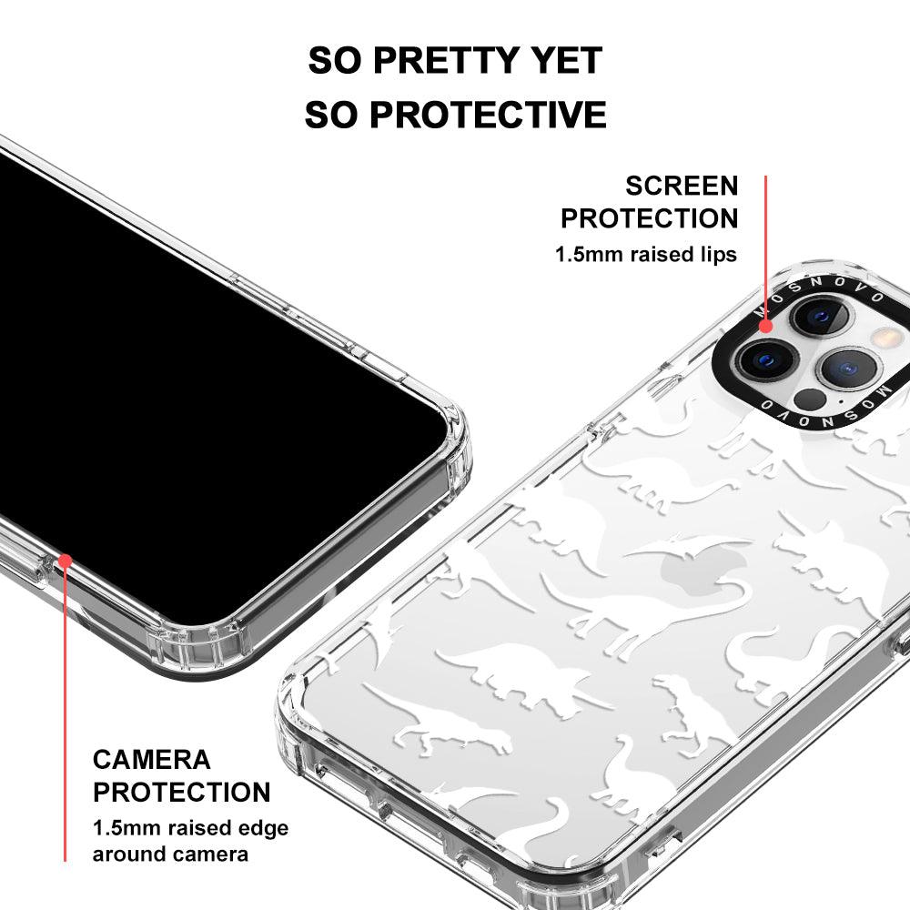 White Dinosaur Phone Case - iPhone 12 Pro Case - MOSNOVO