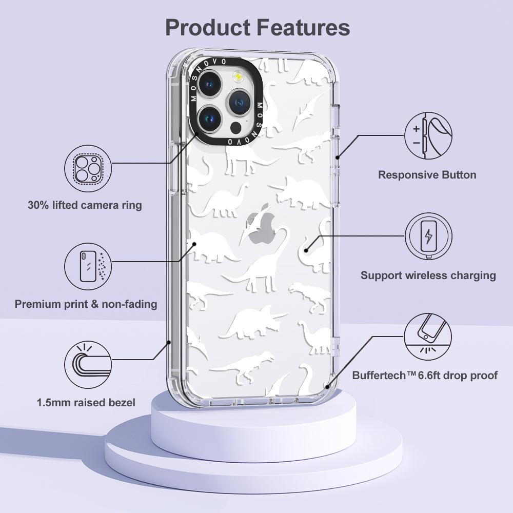 White Dinosaur Phone Case - iPhone 12 Pro Max Case - MOSNOVO