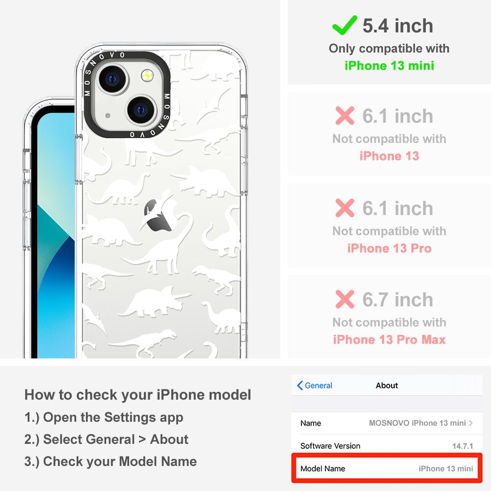 White Dinosaur Phone Case - iPhone 13 Mini Case - MOSNOVO