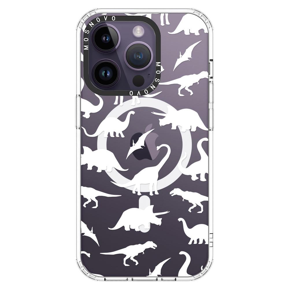 White Dinosaur Phone Case - iPhone 14 Pro Case - MOSNOVO
