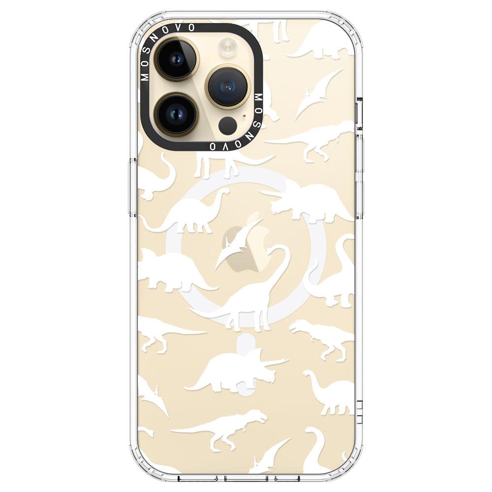 White Dinosaur Phone Case - iPhone 14 Pro Max Case - MOSNOVO