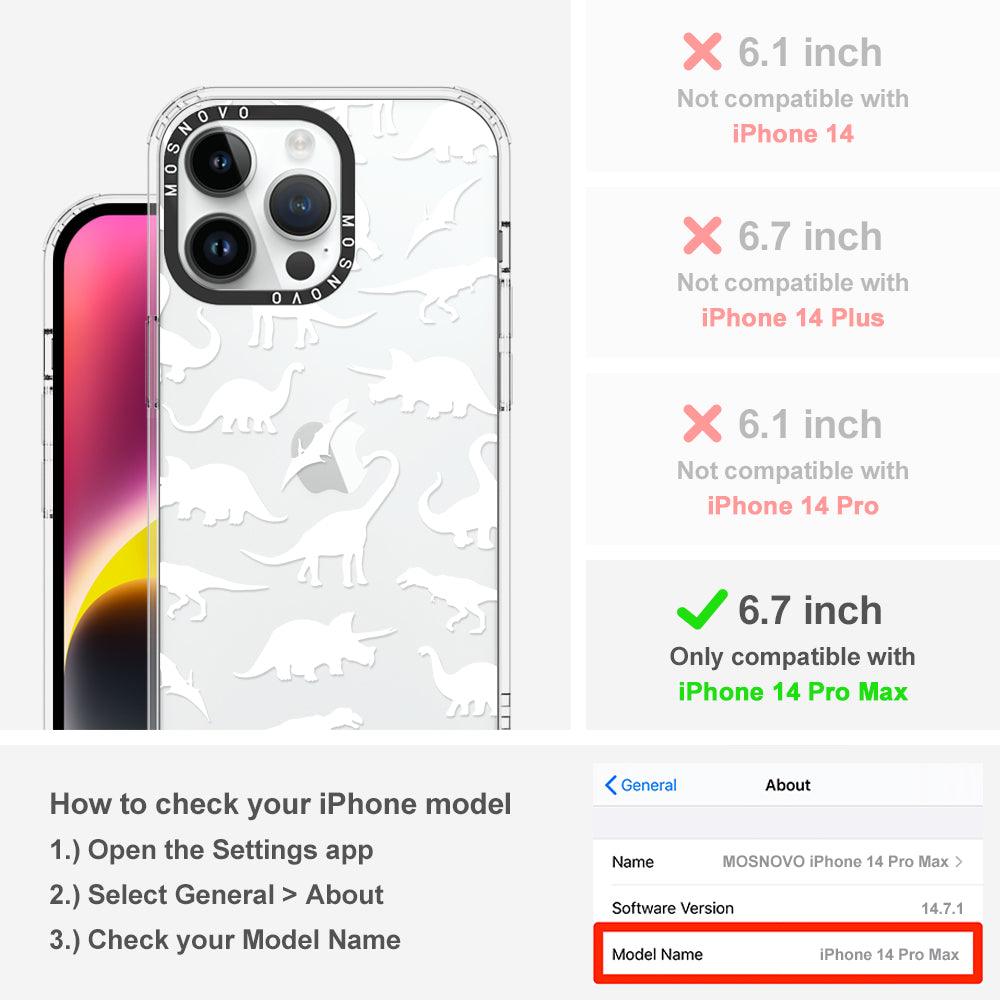 White Dinosaur Phone Case - iPhone 14 Pro Max Case - MOSNOVO