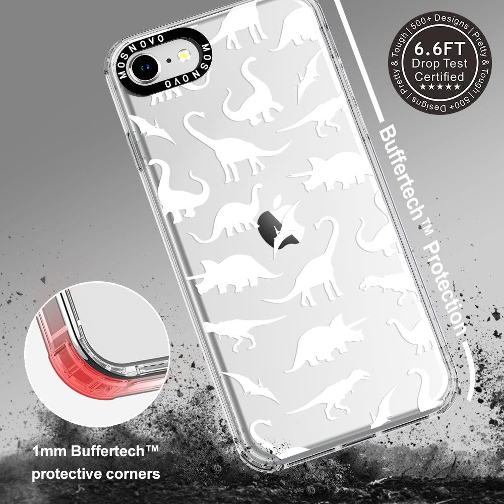 White Dinosaur Phone Case - iPhone 8 Case - MOSNOVO