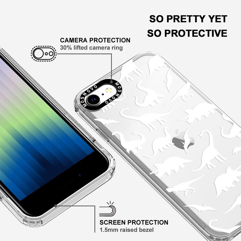 White Dinosaur Phone Case - iPhone SE 2020 Case - MOSNOVO