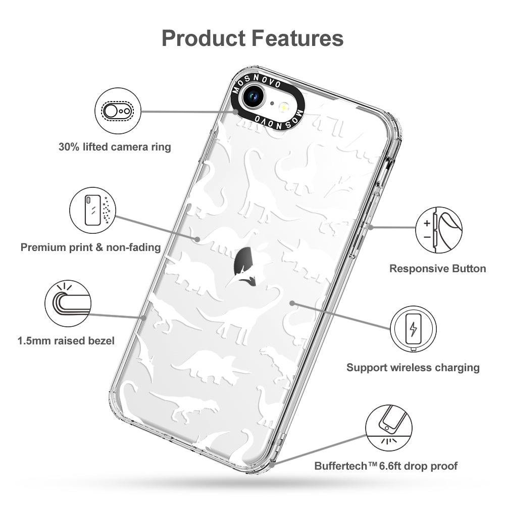 White Dinosaur Phone Case - iPhone SE 2022 Case - MOSNOVO