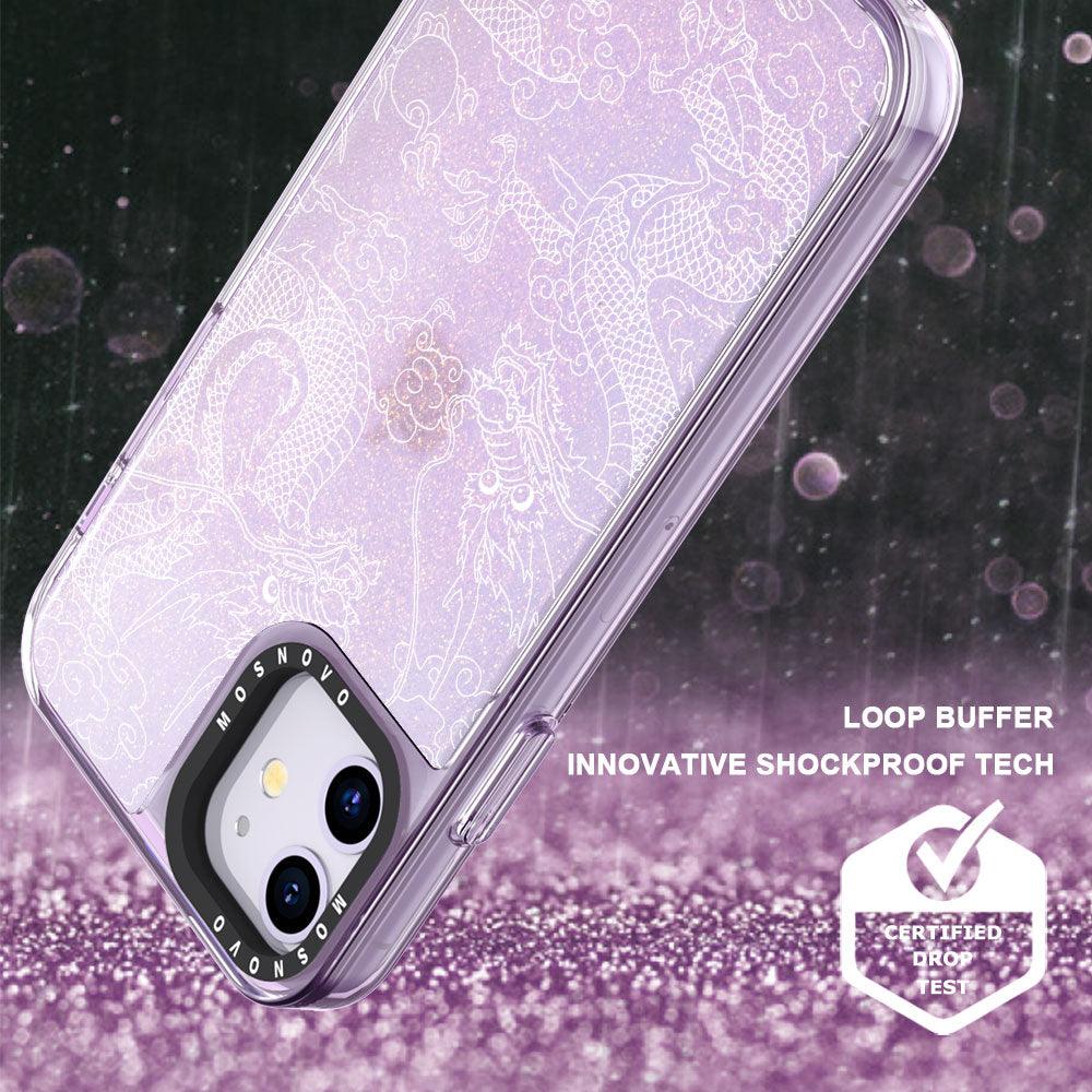 White Dragon Glitter Phone Case - iPhone 11 Case - MOSNOVO