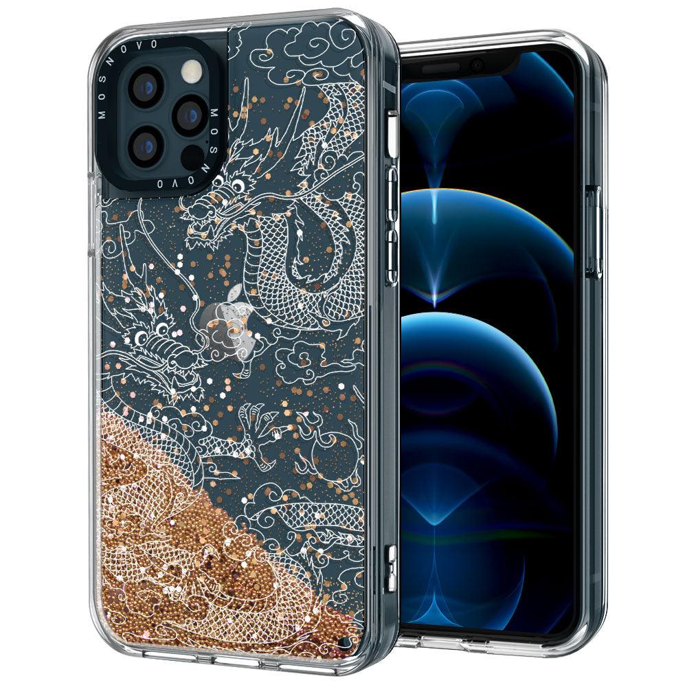 White Dragon Glitter Phone Case - iPhone 12 Pro Case - MOSNOVO