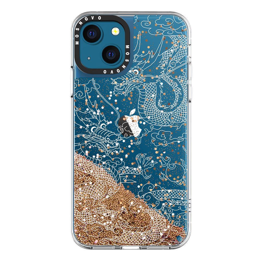 White Dragon Glitter Phone Case - iPhone 13 Case - MOSNOVO
