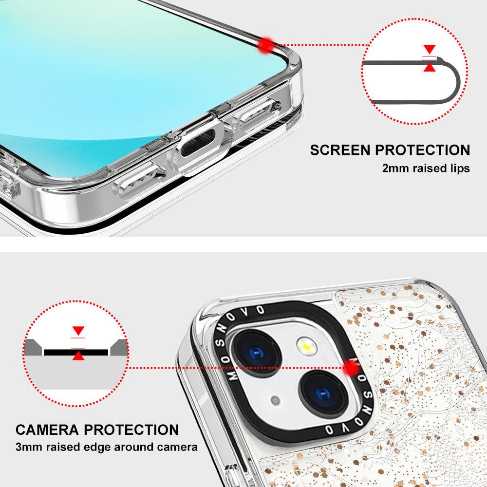 White Dragon Glitter Phone Case - iPhone 13 Case - MOSNOVO