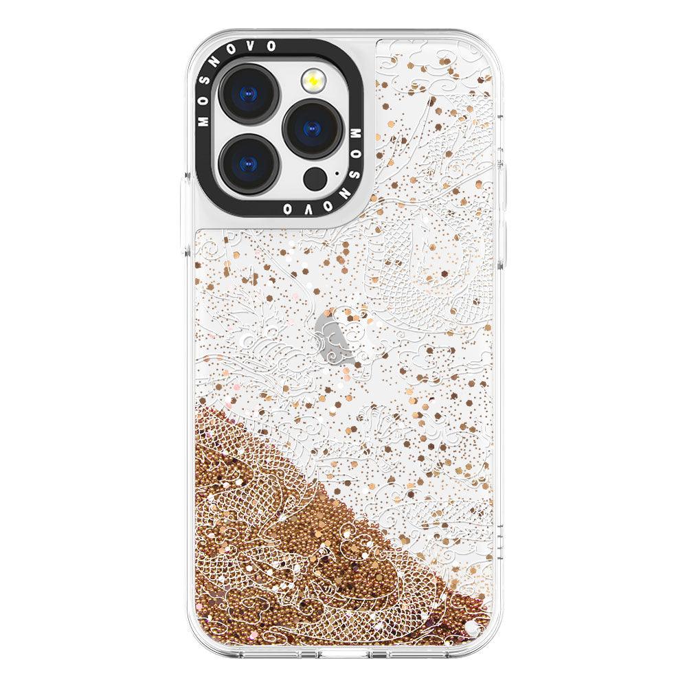White Dragon Glitter Phone Case - iPhone 13 Pro Case - MOSNOVO