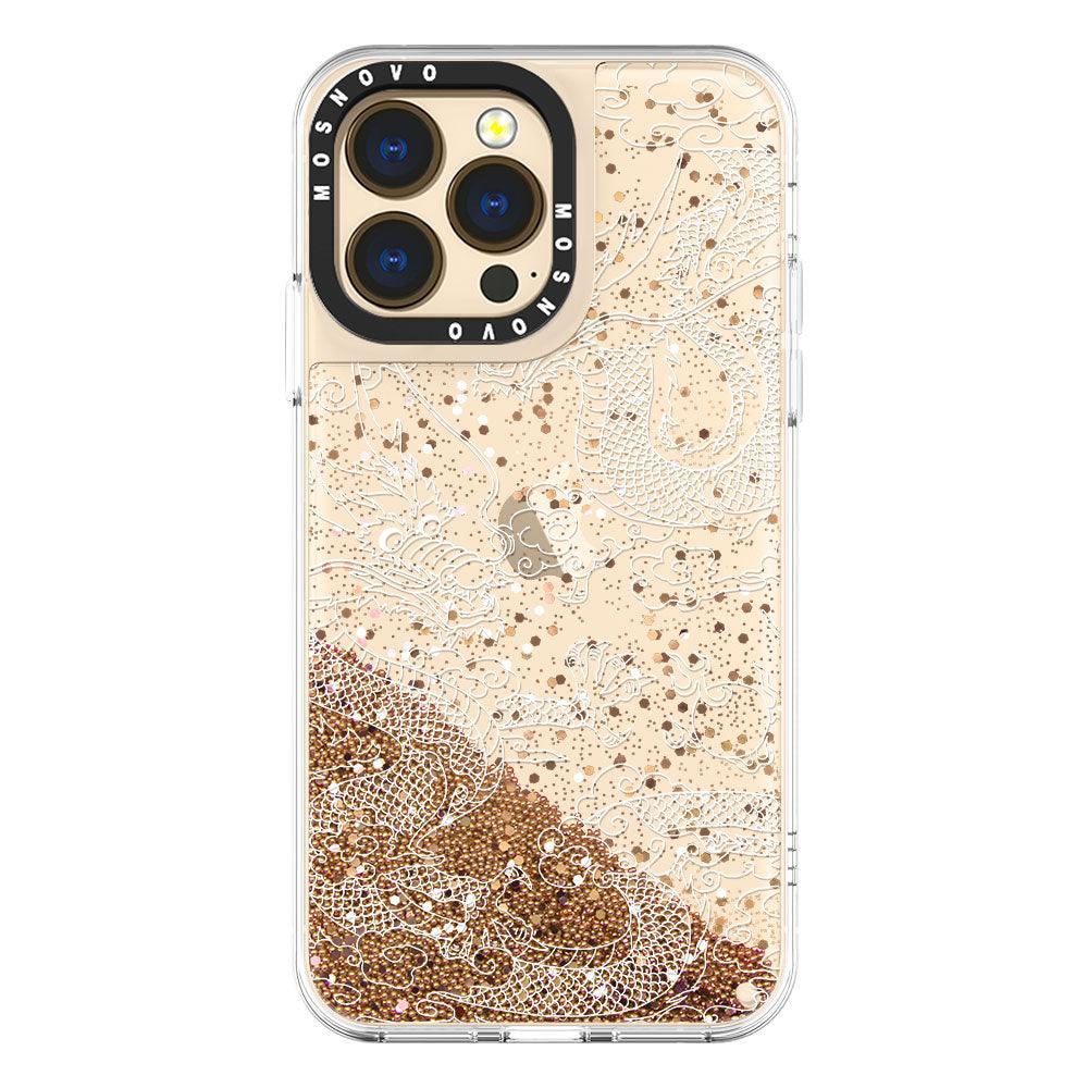 White Dragon Glitter Phone Case - iPhone 13 Pro Case - MOSNOVO