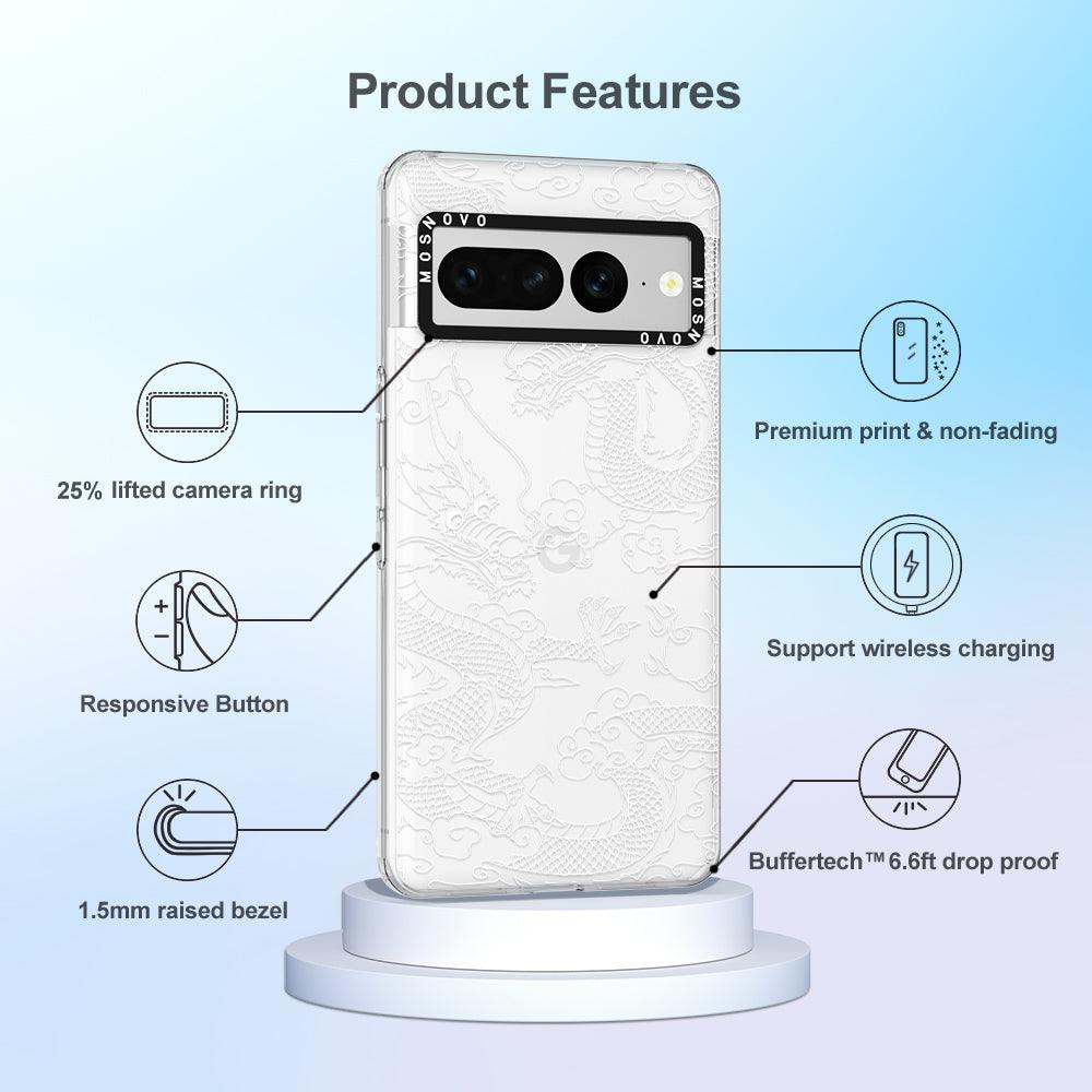 White Dragon Phone Case - Google Pixel 7 Pro Case - MOSNOVO