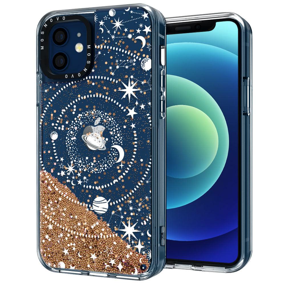 White Galaxy Glitter Phone Case - iPhone 12 Mini Case - MOSNOVO