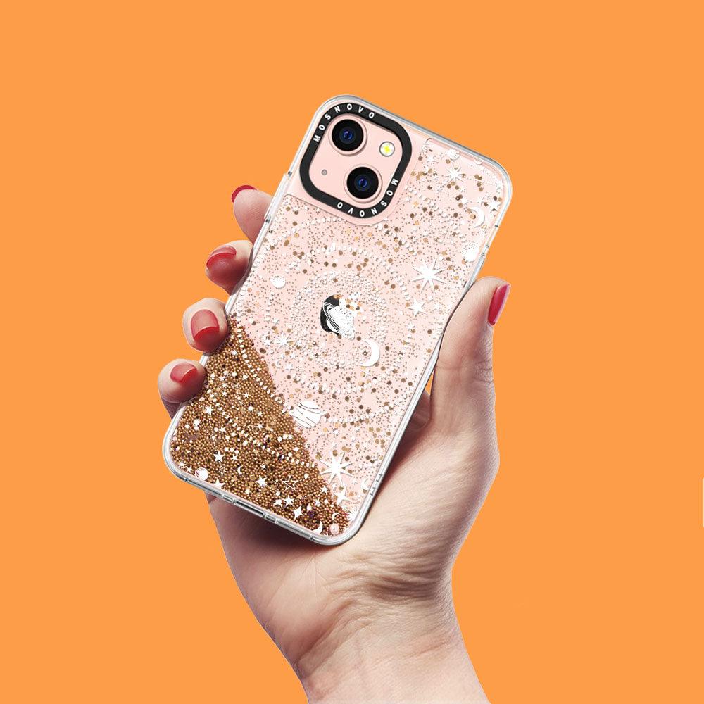 White Galaxy Glitter Phone Case - iPhone 13 Case - MOSNOVO