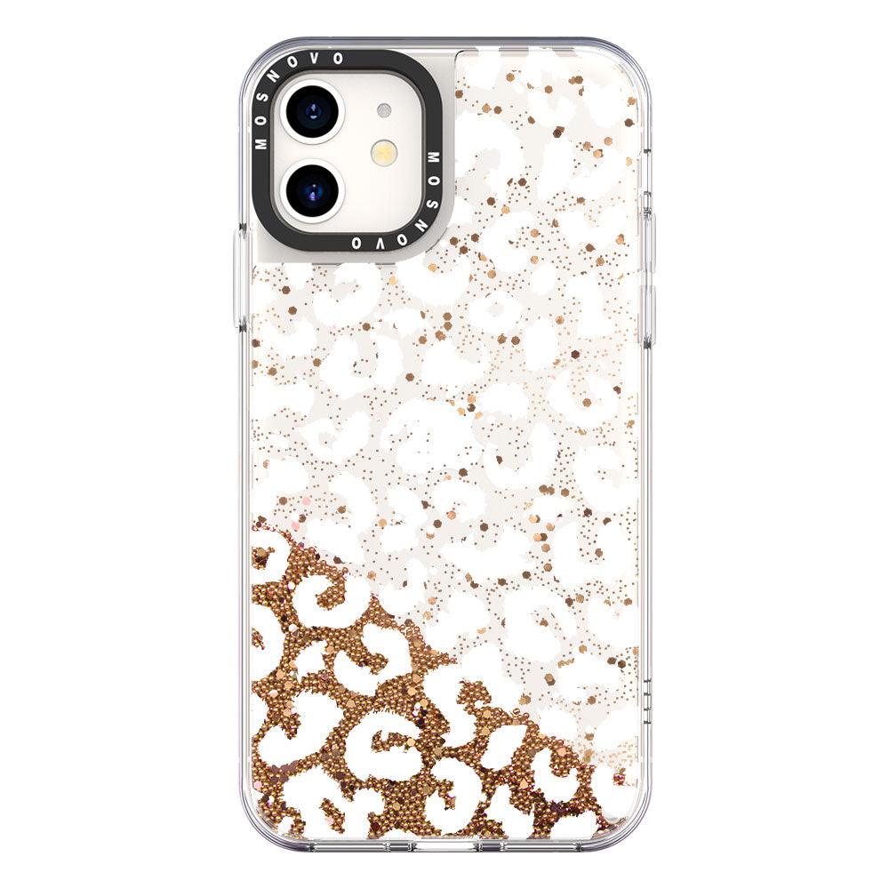 White Leopard Glitter Phone Case - iPhone 11 Case - MOSNOVO