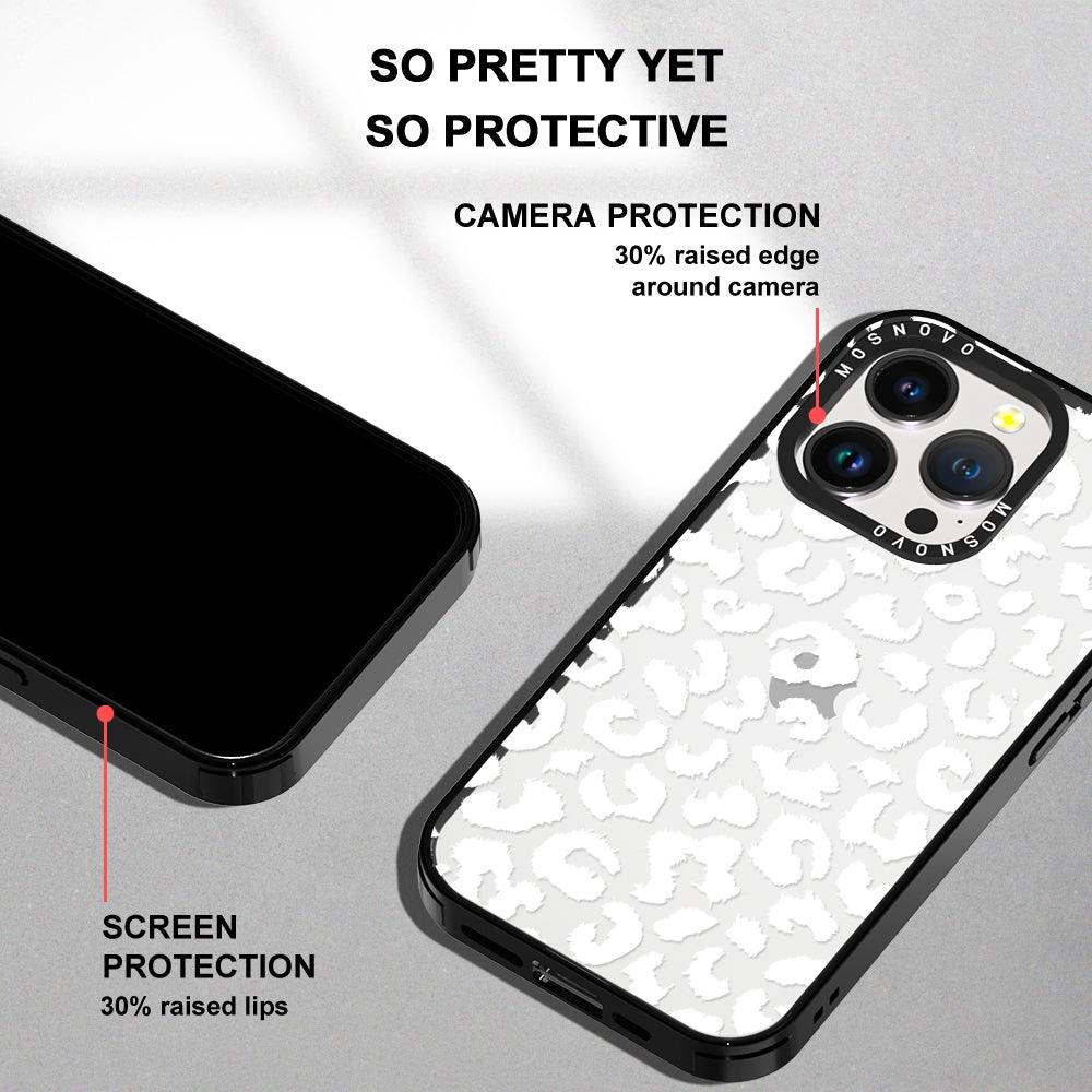 White Leopard Phone Case - iPhone 14 Pro Case - MOSNOVO