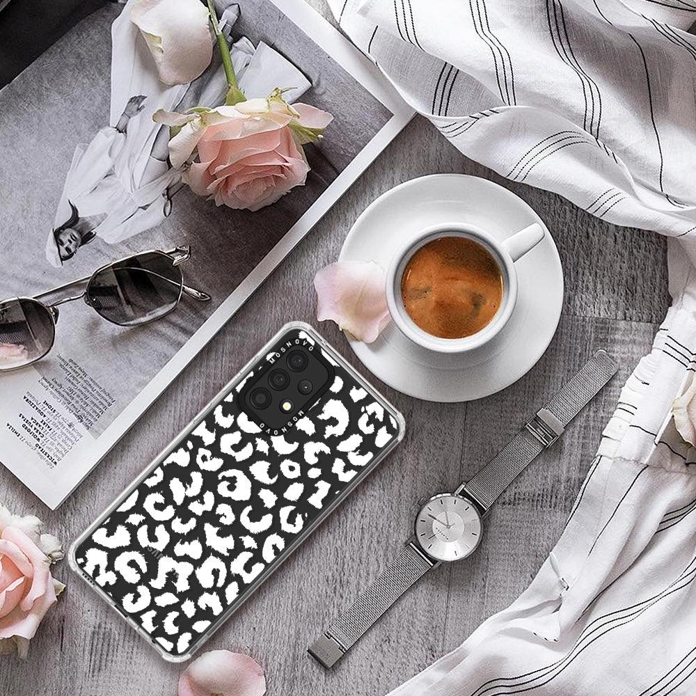 White Leopard Print Phone Case - Samsung Galaxy A52 & A52s Case - MOSNOVO