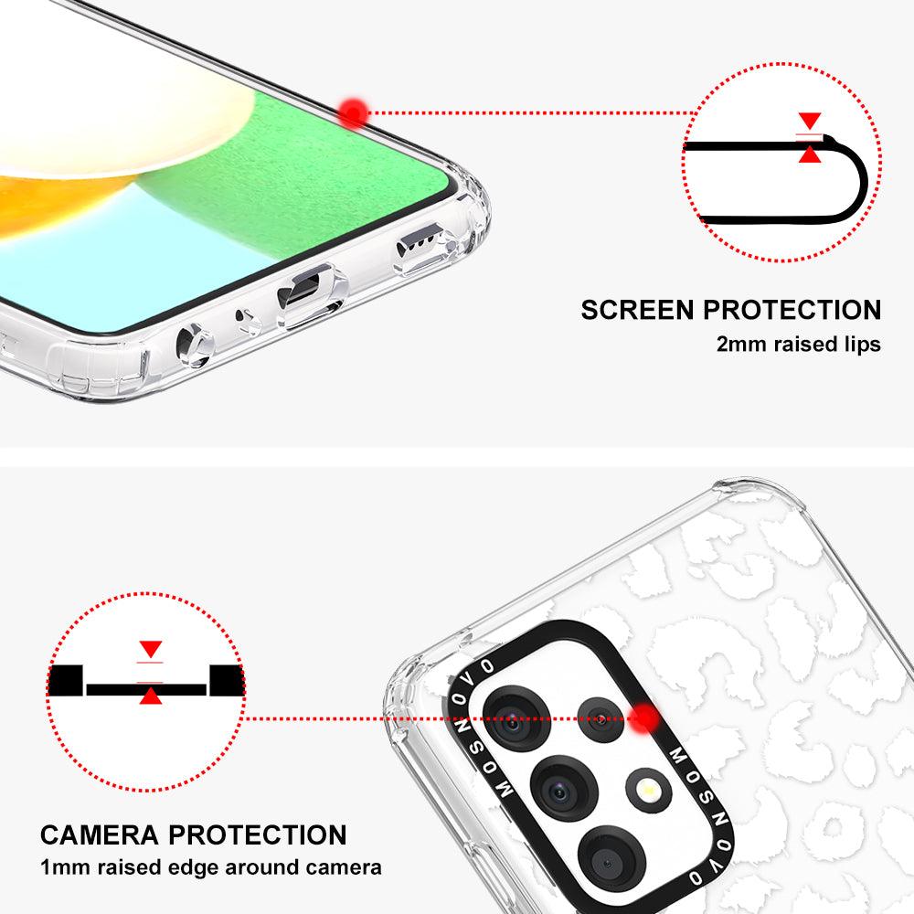 White Leopard Print Phone Case - Samsung Galaxy A52 & A52s Case - MOSNOVO
